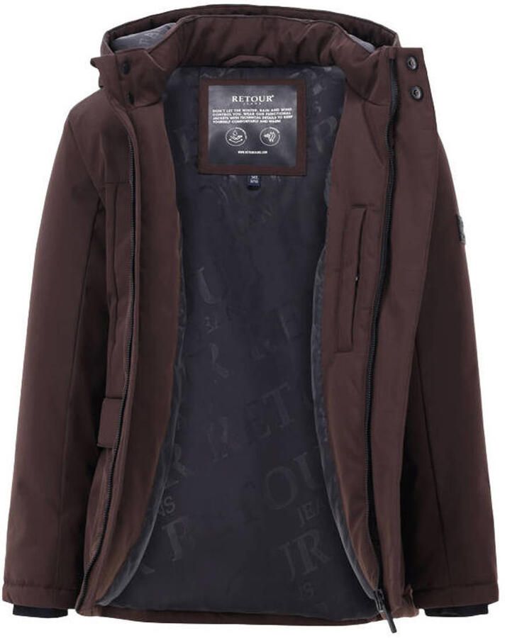Retour Jeans gewatteerde winterparka donkerbruin - Foto 2