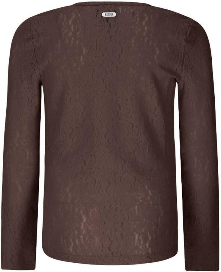 Retour Jeans kanten rechtvallende gebloemde longsleeve bruin