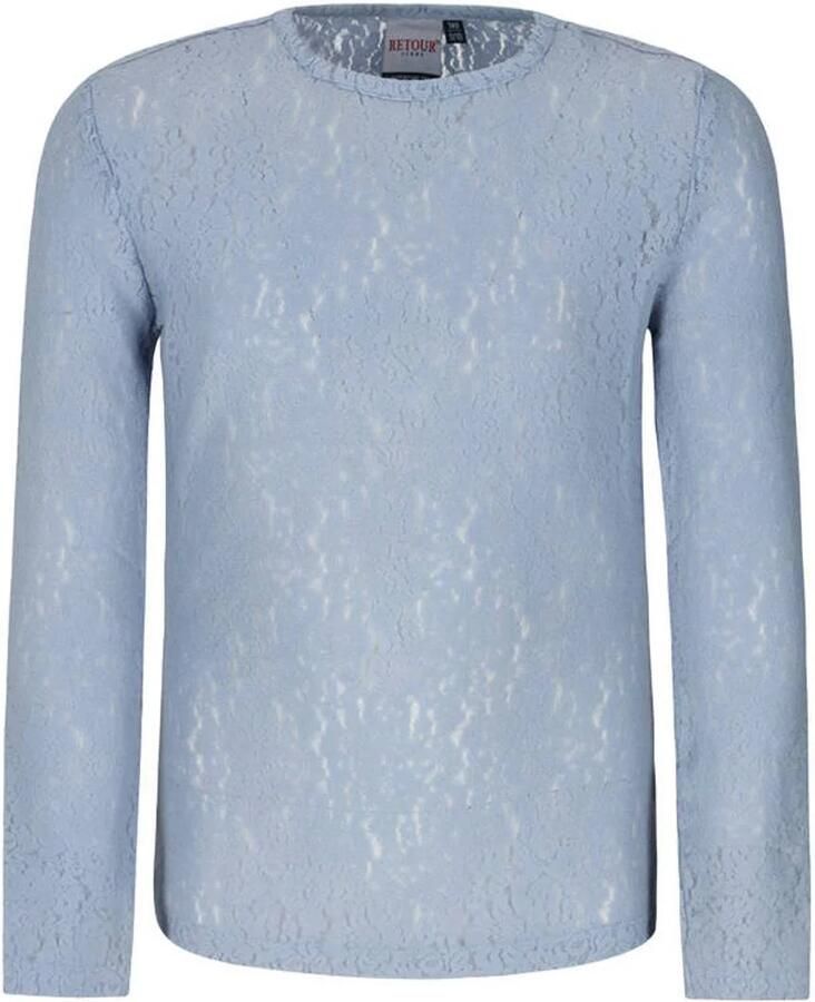 Retour Jeans kanten rechtvallende gebloemde longsleeve lichtblauw