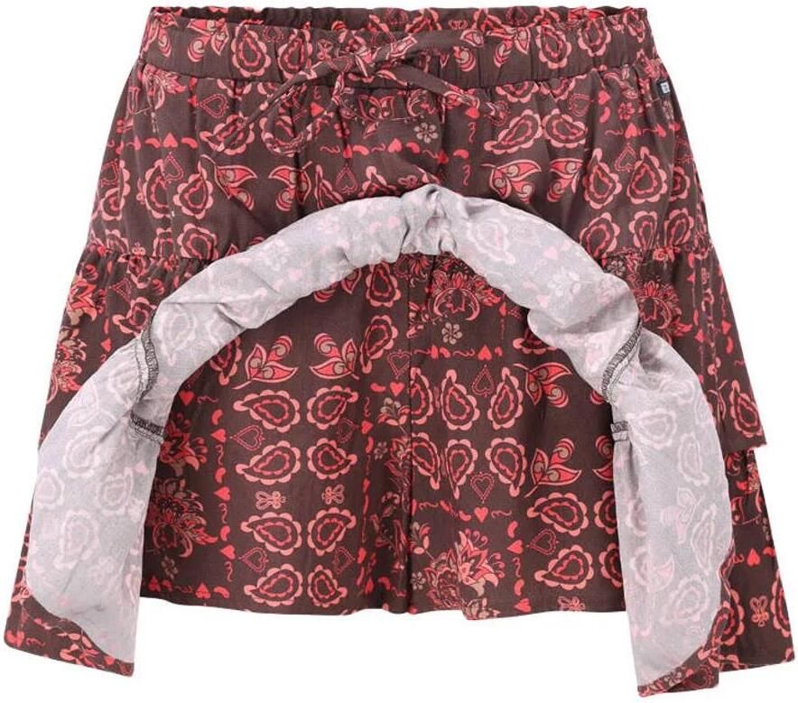 Retour Jeans korte strokenrok met print bruin roze Meisjes Viscose All over print - Foto 3