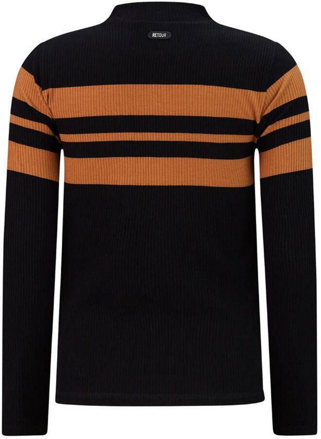 Retour Jeans longsleeve Abadou zwart karamel Meisjes Polyester Opstaande kraag 134-140