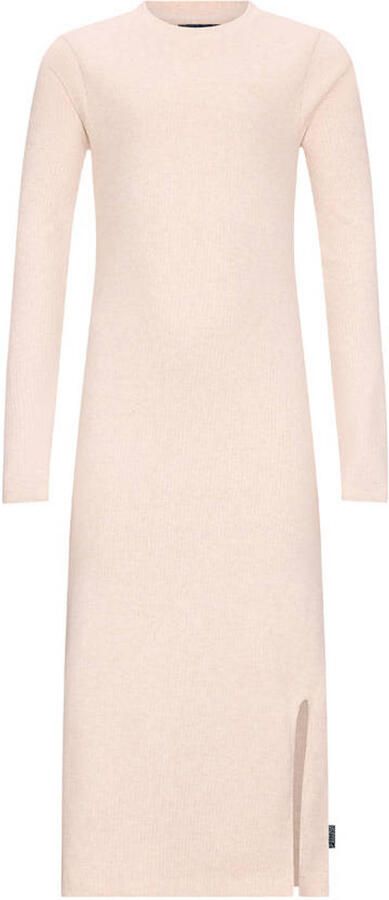 Retour Jeans maxi jurk rib gebreid beige