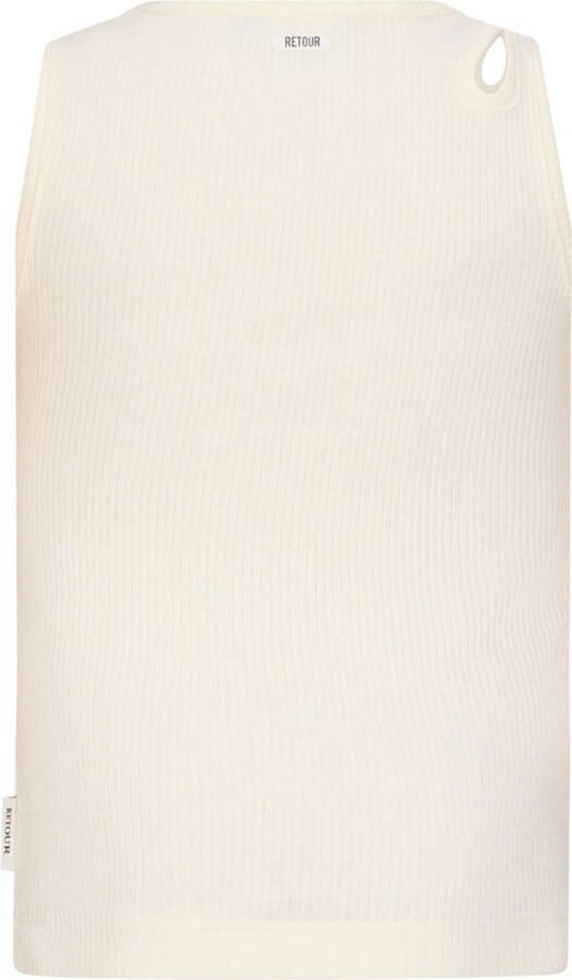 Retour Jeans mouwloze top wit rib gebreid