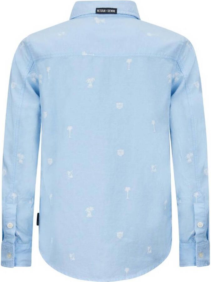 Retour Jeans overhemd Jurgen met all over print lichtblauw Jongens Katoen Klassieke kraag 134 140 - Foto 2