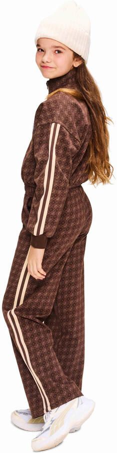 Retour Jeans regular waist wide leg sweatpant met print donkerbruin - Foto 4