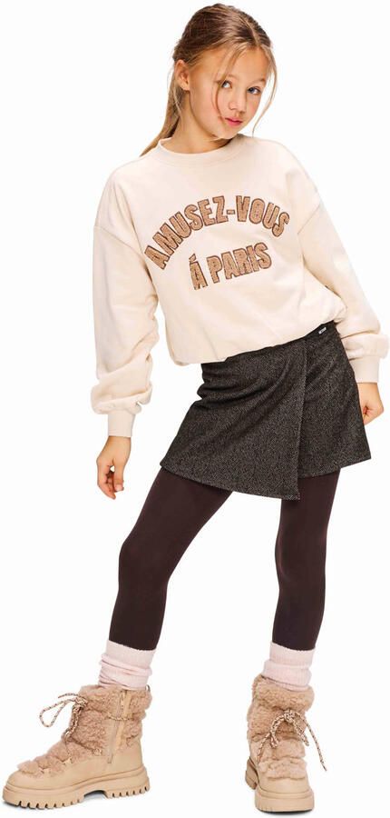 Retour Jeans oversized cropped sweater met tekst beige - Foto 4