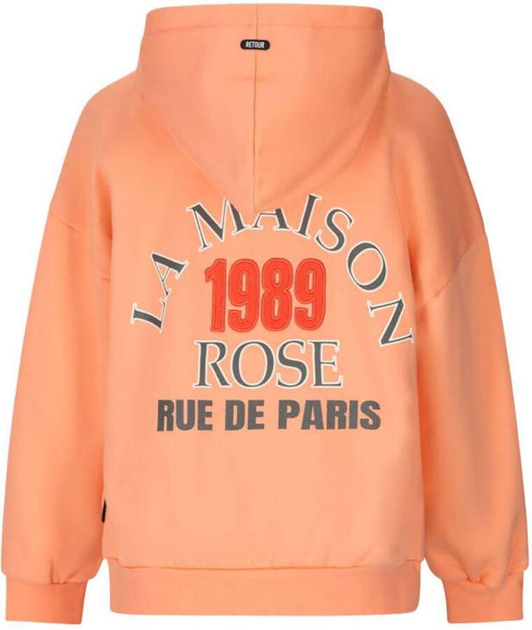 Retour Jeans oversized hoodie met backprint oranjeroze