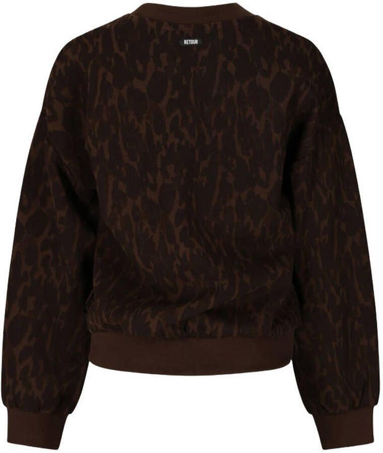 Retour Jeans oversized sweater met panterprint donkerbruin - Foto 2