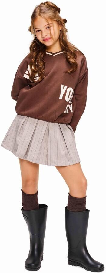 Retour Jeans oversized sweater met print bruin wit - Foto 4