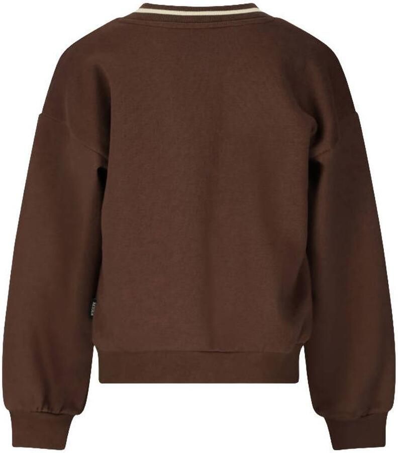 Retour Jeans oversized sweater met print bruin wit - Foto 5