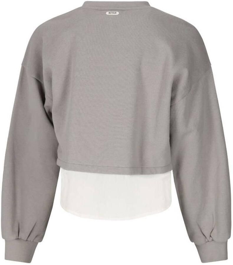 Retour Jeans oversized sweater met tekst grijs wit - Foto 2