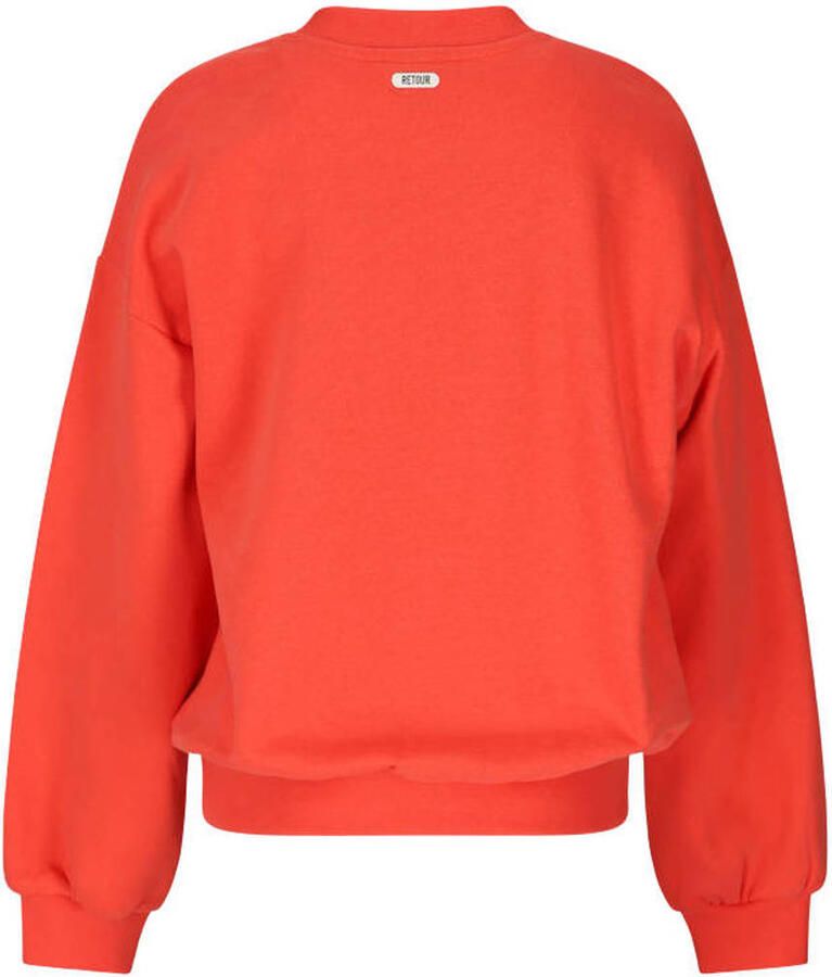Retour Jeans oversized sweater met tekst koraalrood - Foto 2