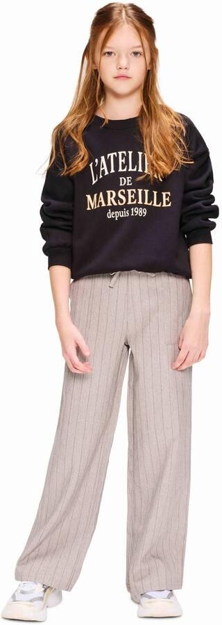 Retour Jeans oversized sweater met tekst zwart