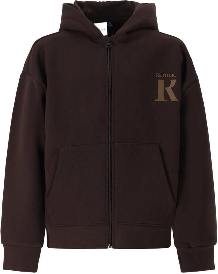 Retour Jeans rechtvallend sweatvest chocoladebruin