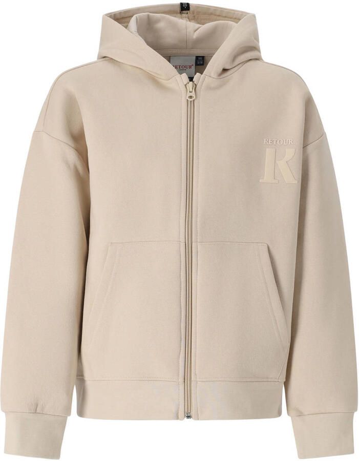 Retour Jeans rechtvallend sweatvest met logo beige