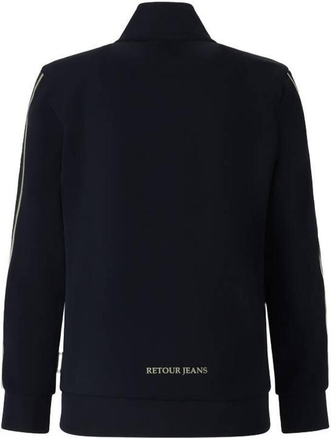 Retour Jeans rechtvallend sweatvest met logo donkergrijs Jongens Polyester Opstaande kraag