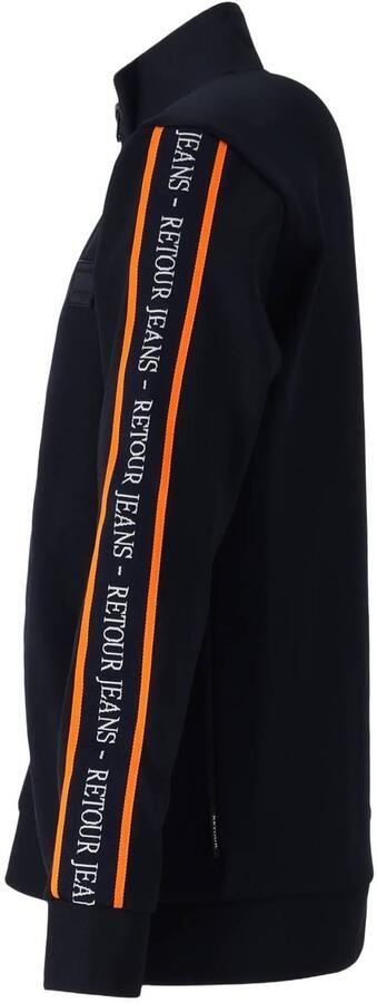 Retour Jeans rechtvallend sweatvest met tekst donkerblauw oranje Jongens Polyester Opstaande kraag - Foto 2