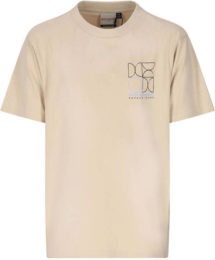Retour Jeans rechtvallend T-shirt met backprint beige