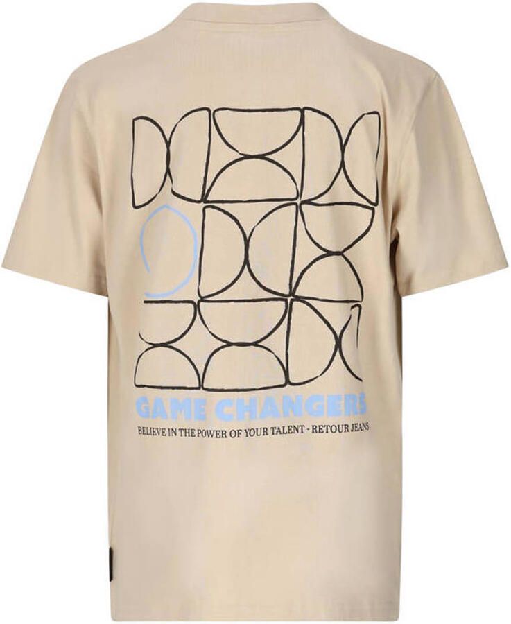 Retour Jeans rechtvallend T-shirt met backprint beige - Foto 2