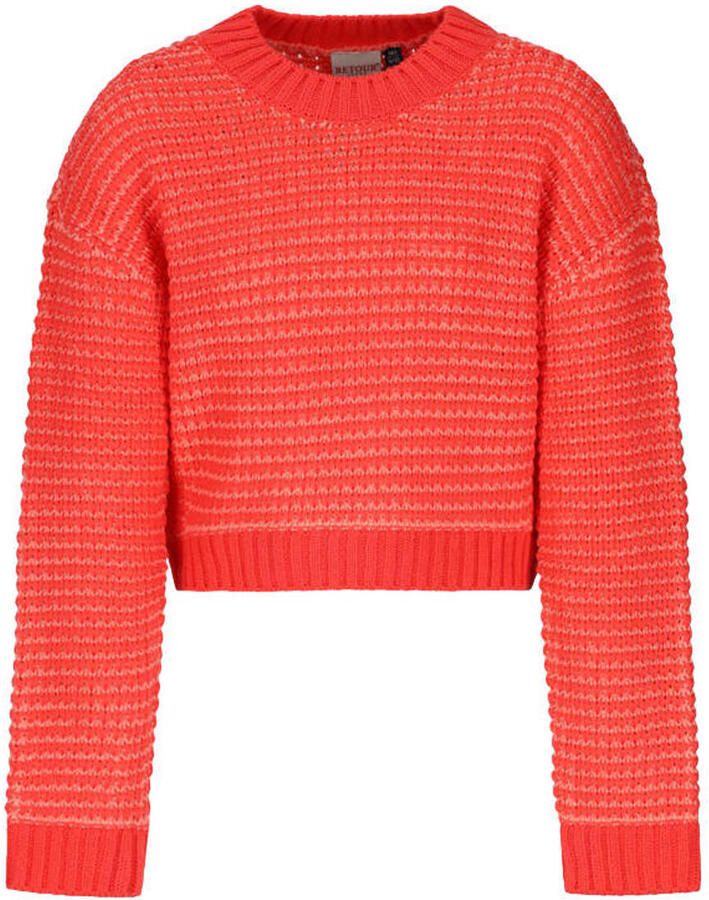 Retour Jeans rechtvallende gebreide trui koraalrood