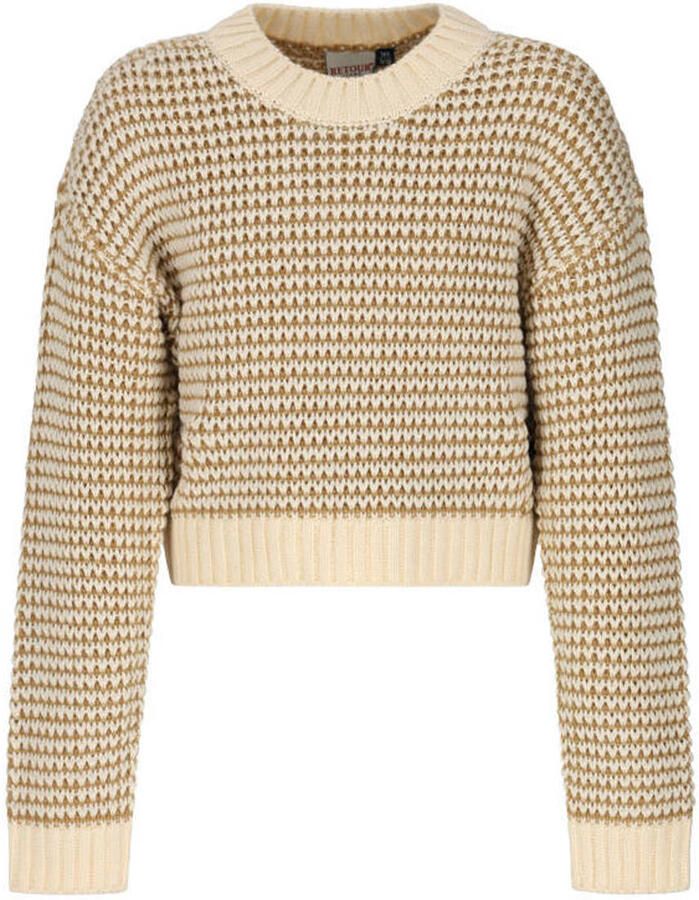 Retour Jeans rechtvallende gemêleerde gebreide trui beige