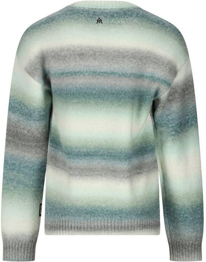Retour Jeans rechtvallende gestreepte gebreide trui donkergroen grijs offwhite Jongens Polyester Ronde hals - Foto 2
