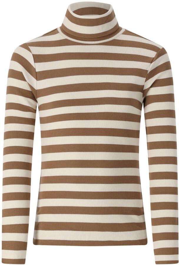 Retour Jeans rechtvallende gestreepte longsleeve bruin ecru