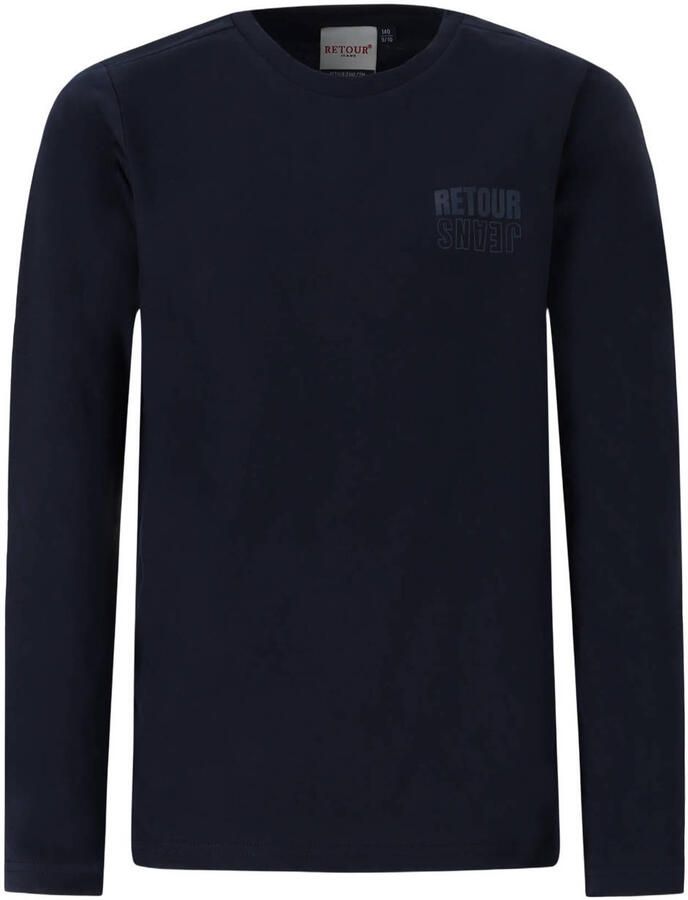 Retour Jeans rechtvallende longsleeve met backprint donkerblauw