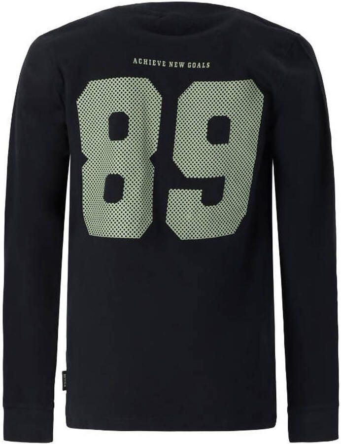 Retour Jeans rechtvallende longsleeve met backprint donkergrijs Jongens Katoen Ronde hals