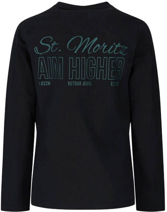 Retour Jeans rechtvallende longsleeve met backprint grijs