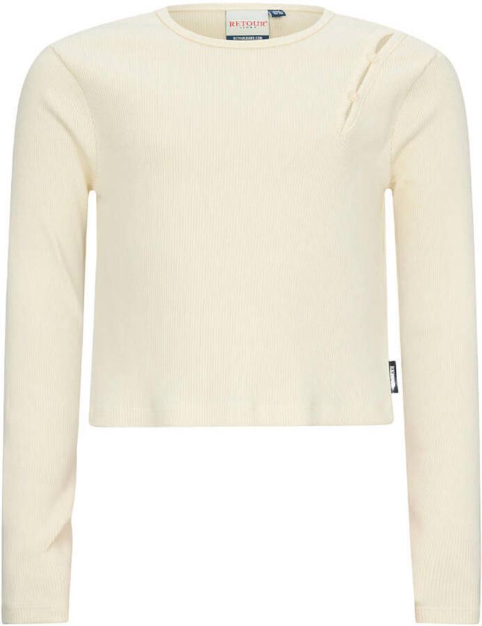 Retour Jeans rechtvallende longsleeve met cut-out lichtbeige Meisjes Stretchkatoen Ronde hals