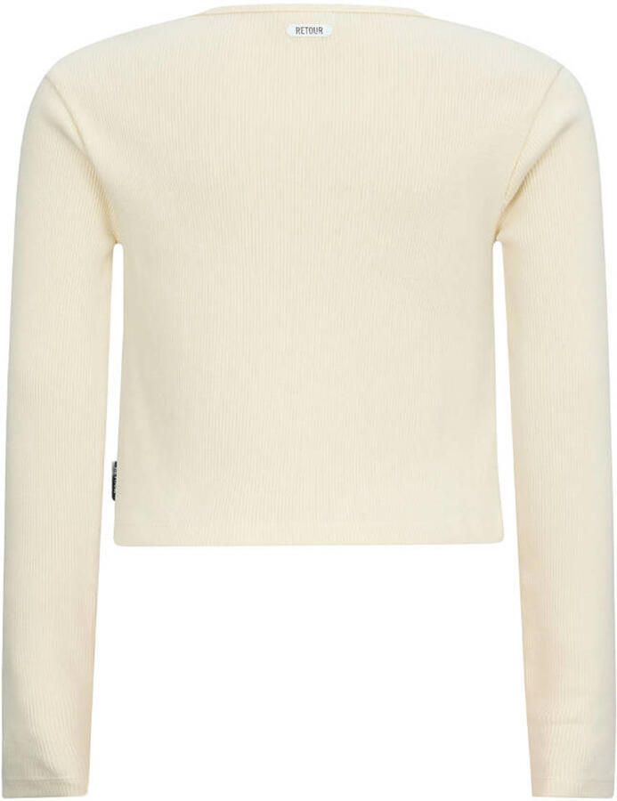 Retour Jeans rechtvallende longsleeve met cut-out lichtbeige Meisjes Stretchkatoen Ronde hals - Foto 2