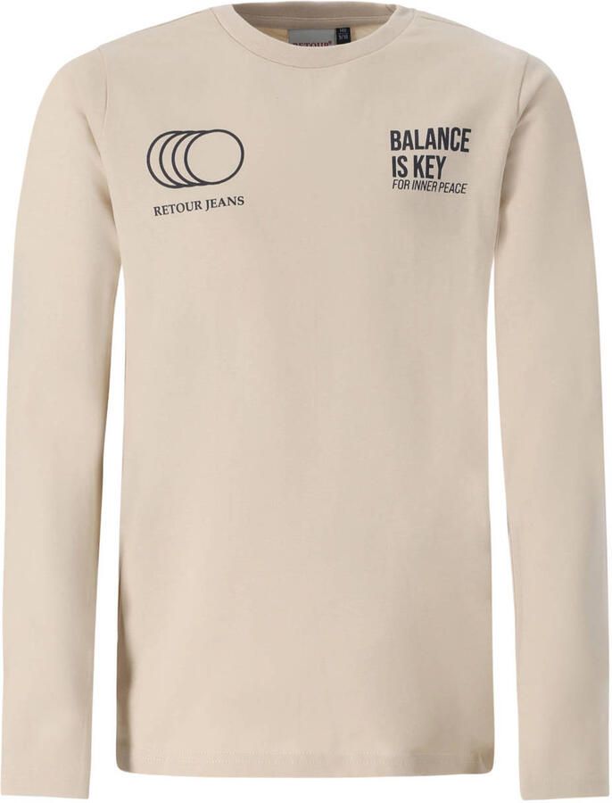 Retour Jeans rechtvallende longsleeve met print beige