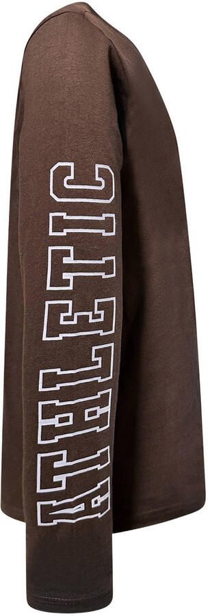 Retour Jeans rechtvallende longsleeve met tekst chocoladebruin