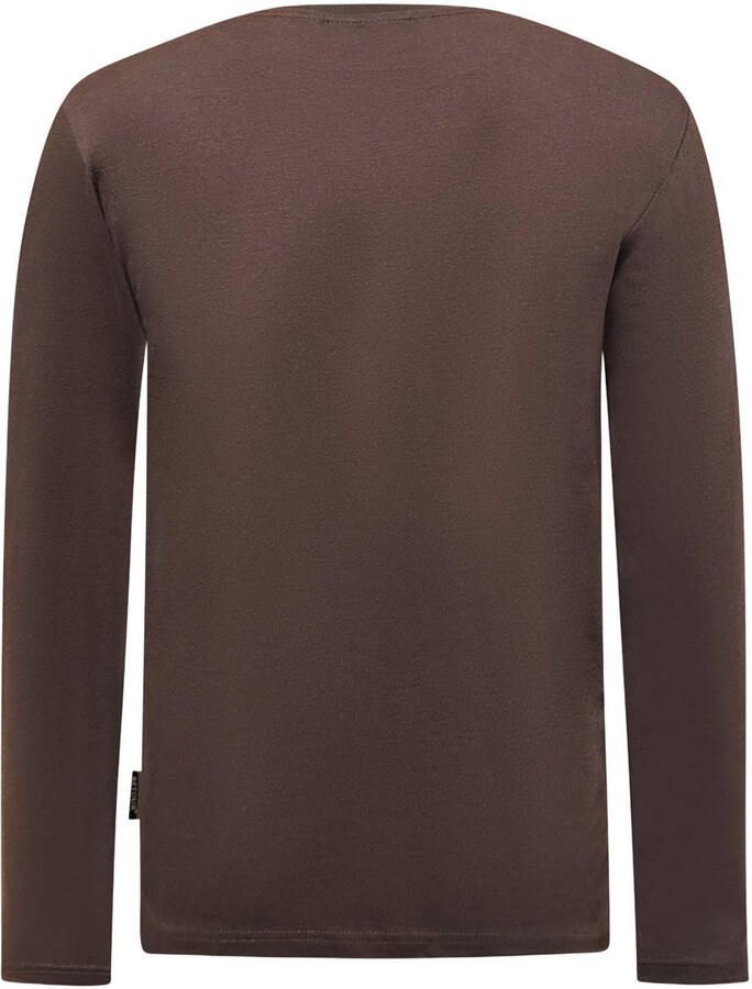 Retour Jeans rechtvallende longsleeve met tekst chocoladebruin - Foto 2