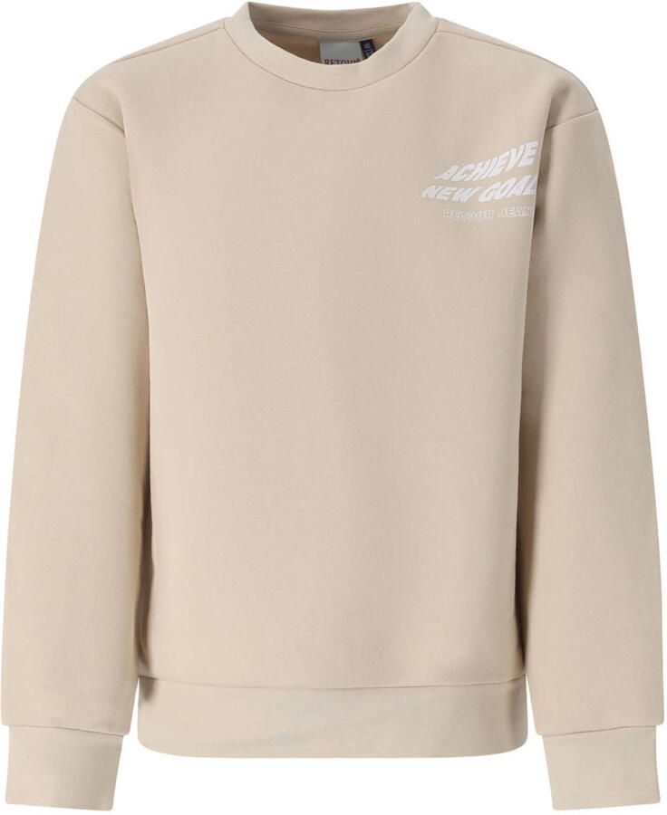 Retour Jeans rechtvallende sweater met backprint beige