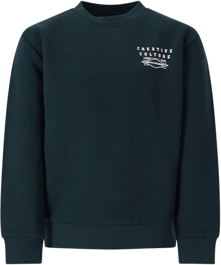 Retour Jeans rechtvallende sweater met backprint donkergroen