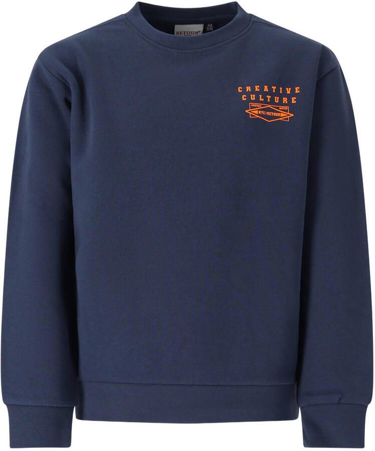 Retour Jeans rechtvallende sweater met backprint indigo blauw