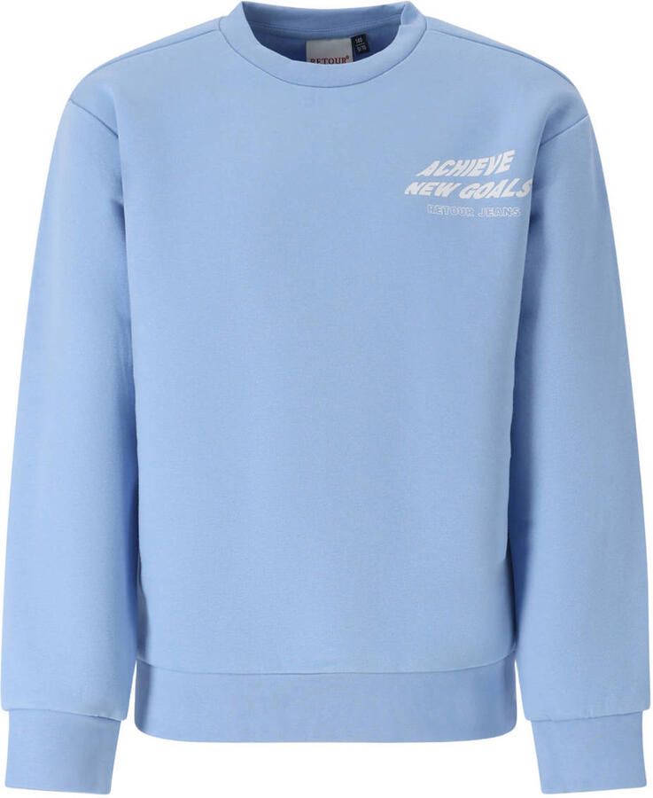 Retour Jeans rechtvallende sweater met backprint lichtblauw Backprint