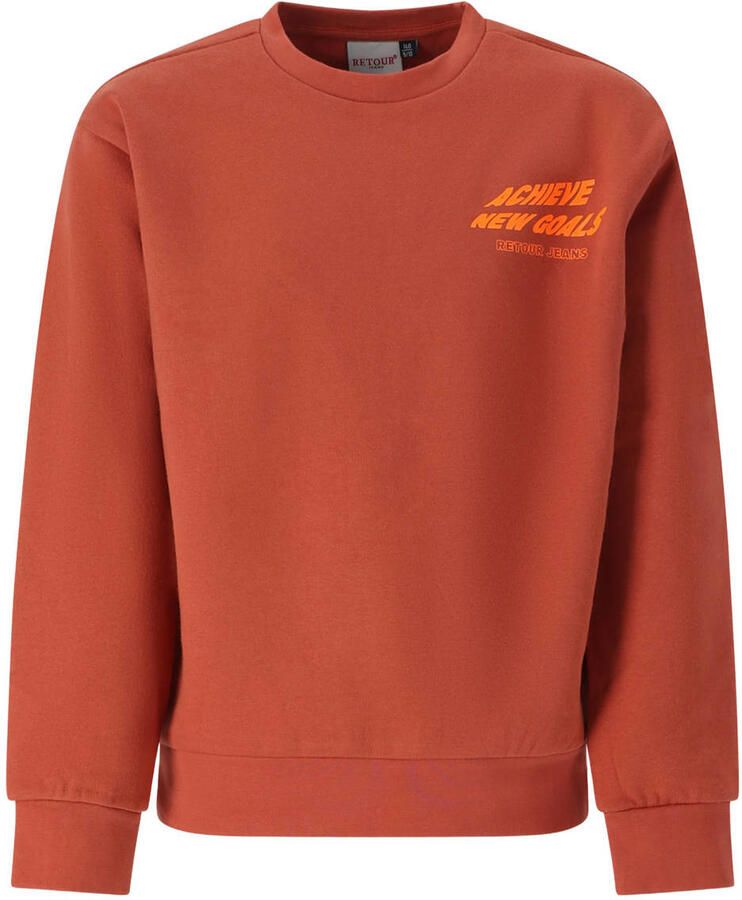 Retour Jeans rechtvallende sweater met backprint oranjerood