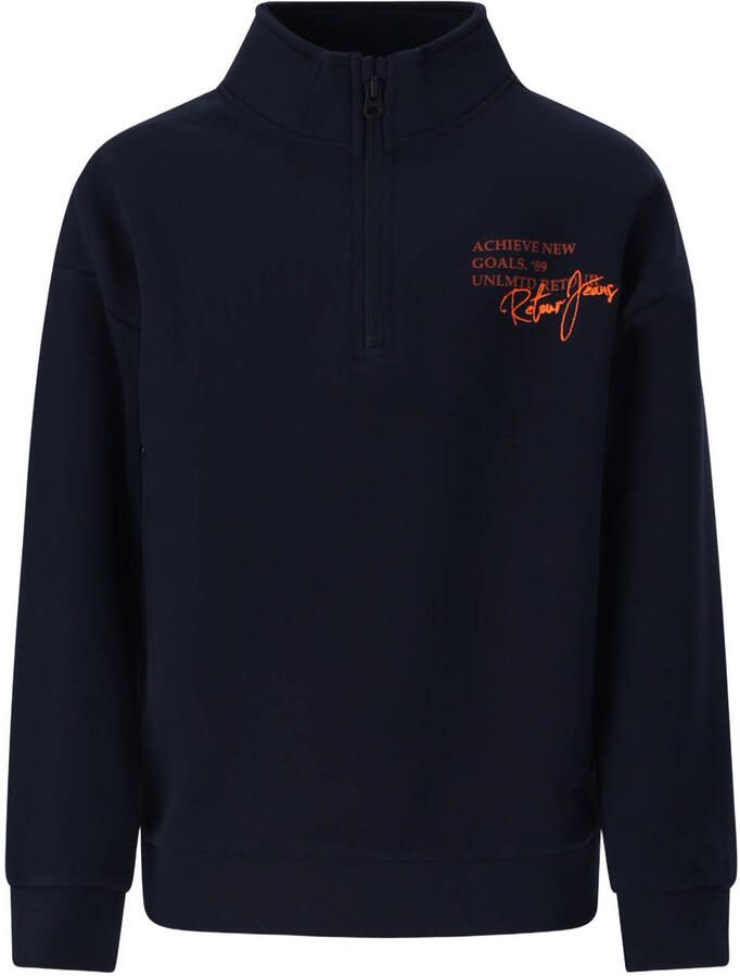 Retour Jeans rechtvallende sweater met print donkerblauw