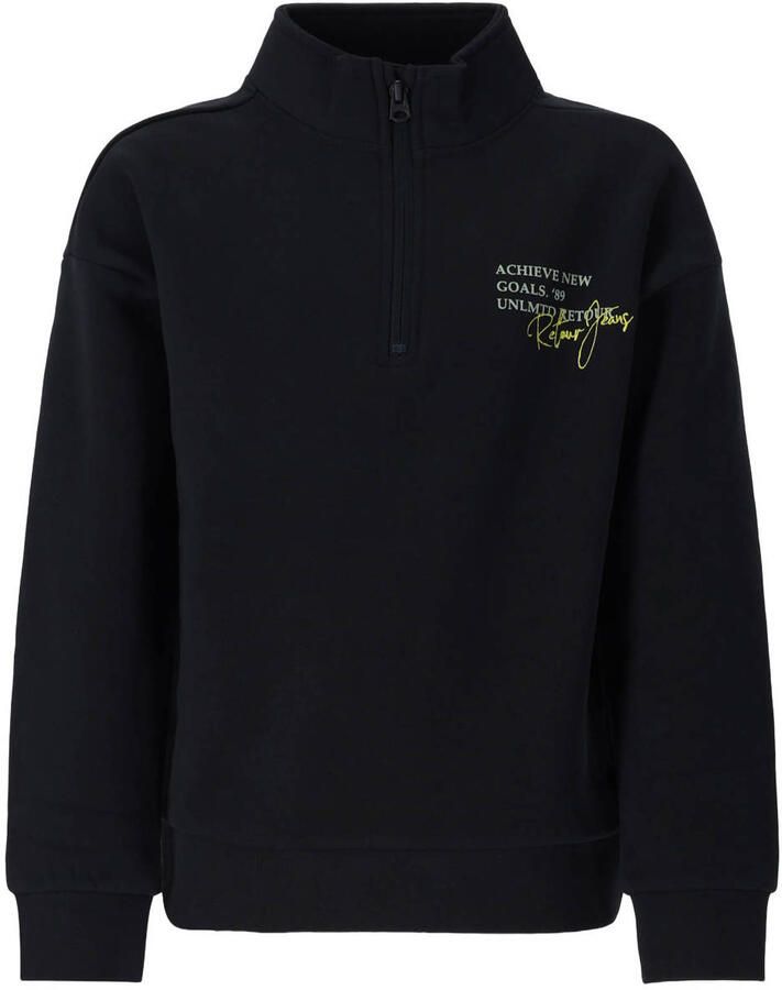 Retour Jeans rechtvallende sweater met print donkergrijs Printopdruk
