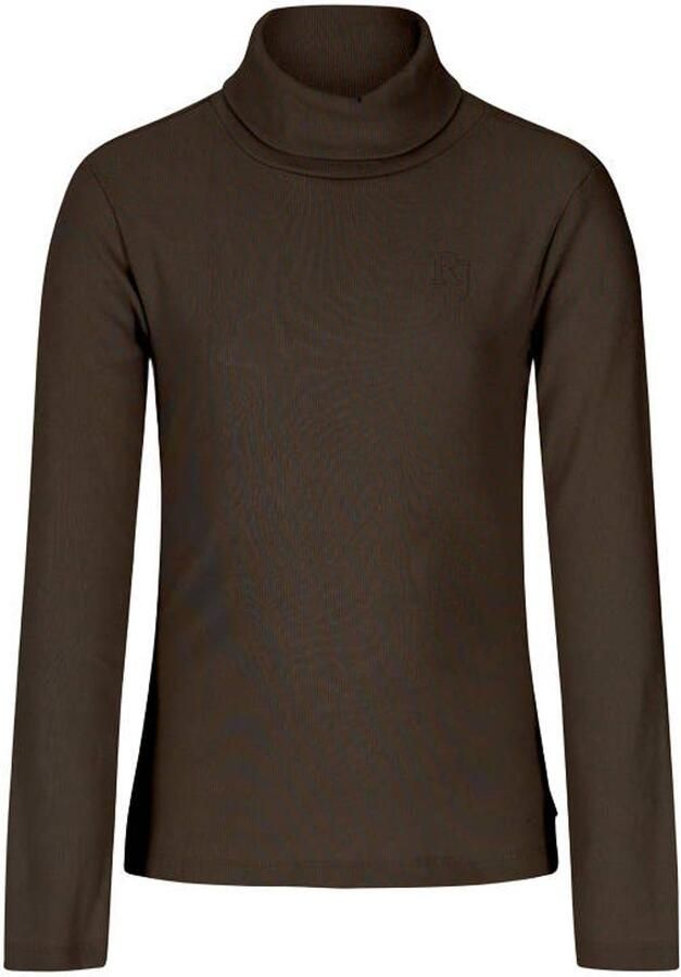 Retour Jeans rechtvallende top met col donkerbruin