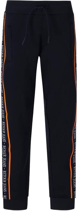 Retour Jeans regular fit joggingbroek met tekst donkerblauw Jongens Polyester