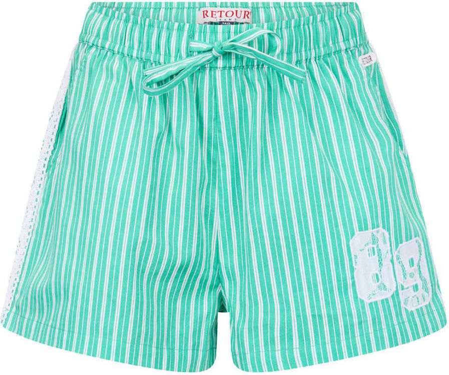 Retour Jeans relaxed regular waist gestreepte casual short groen