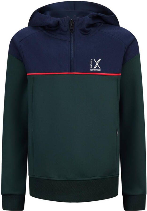 Retour Jeans Retour Performance hoodie Victory donkergroen donkerblauw