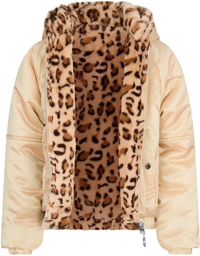 Retour Jeans reversible imitatiebont winterjas lichtgoud bruin