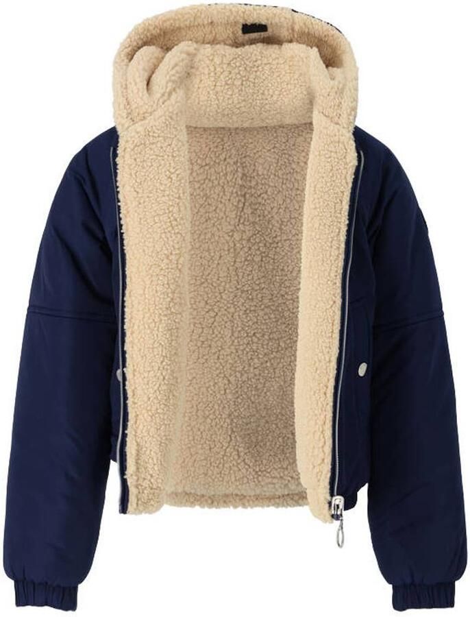 Retour Jeans reversible jas donkerblauw beige Meisjes Polyester Capuchon