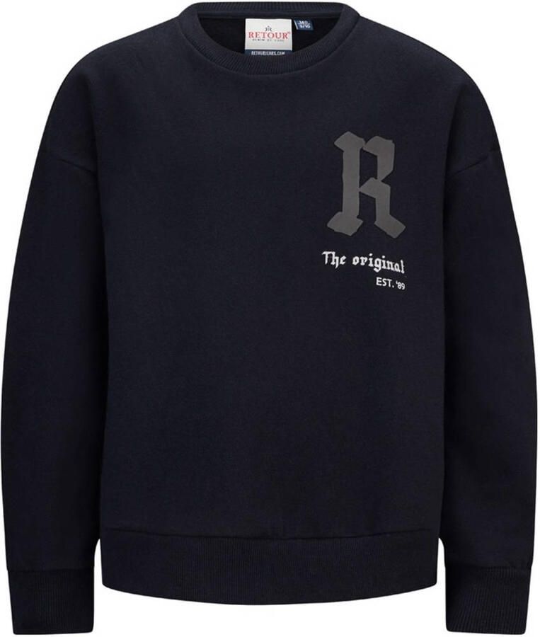 Retour Jeans sweater Jaron met printopdruk zwart Printopdruk 122 128