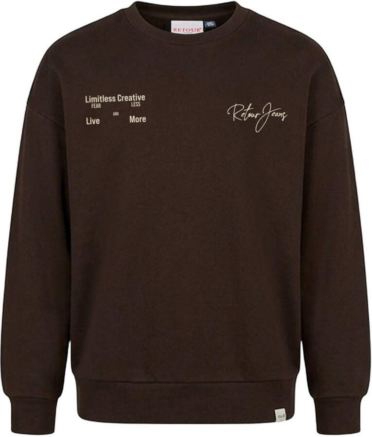Retour Jeans sweater met backprint donkerbruin - Foto 3